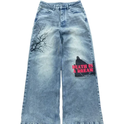 Peace in war “death is a dream” denim