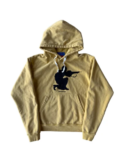 Peace in War Cut Out Hoodie featuring a distinctive graphic design and streetwear style