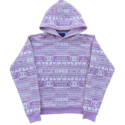 Peace in War Protest Hoodie in pink featuring a bold graphic design and modern streetwear style